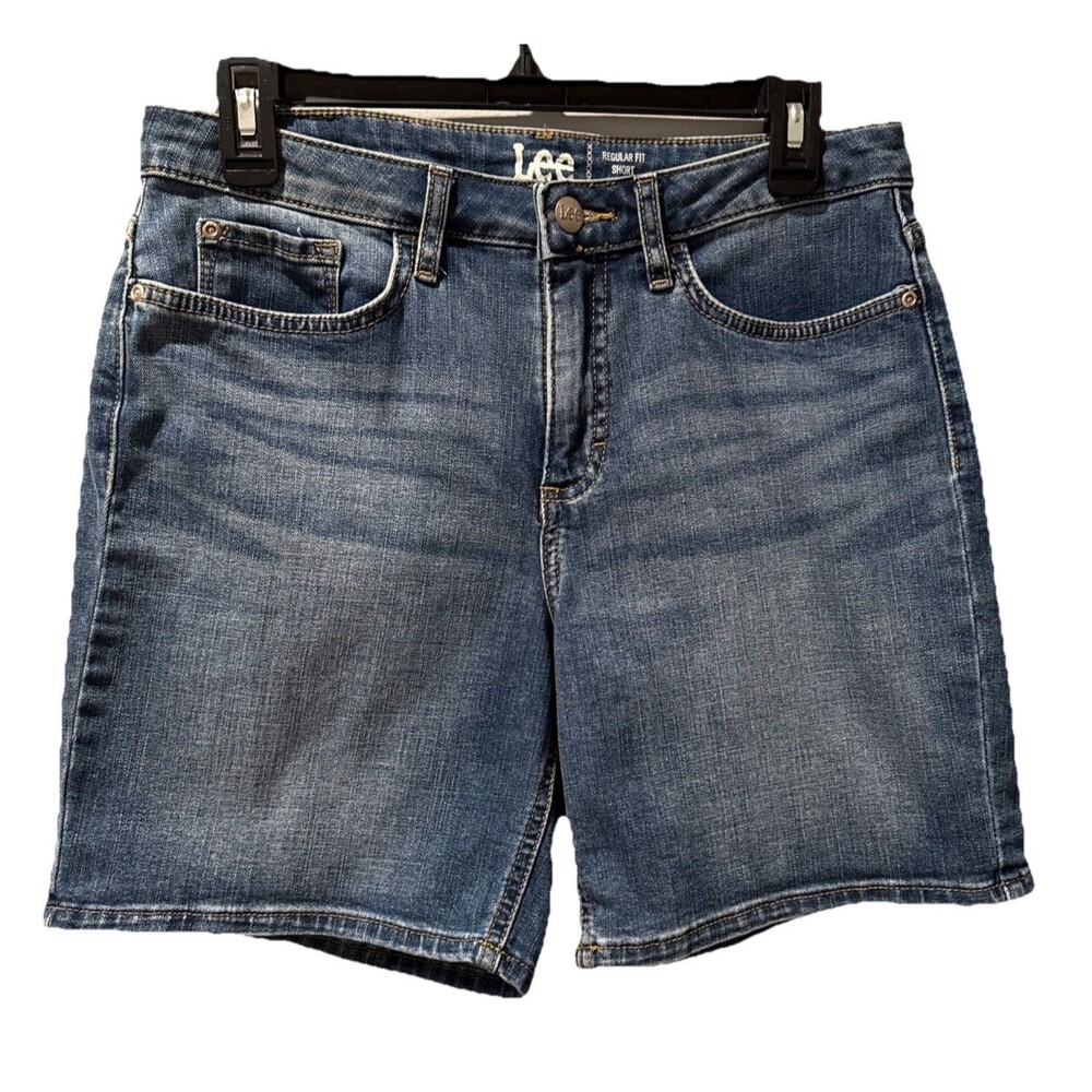 Lee Women's Mid Rise Regular Fit Denim Jean Shorts Blue Size 10